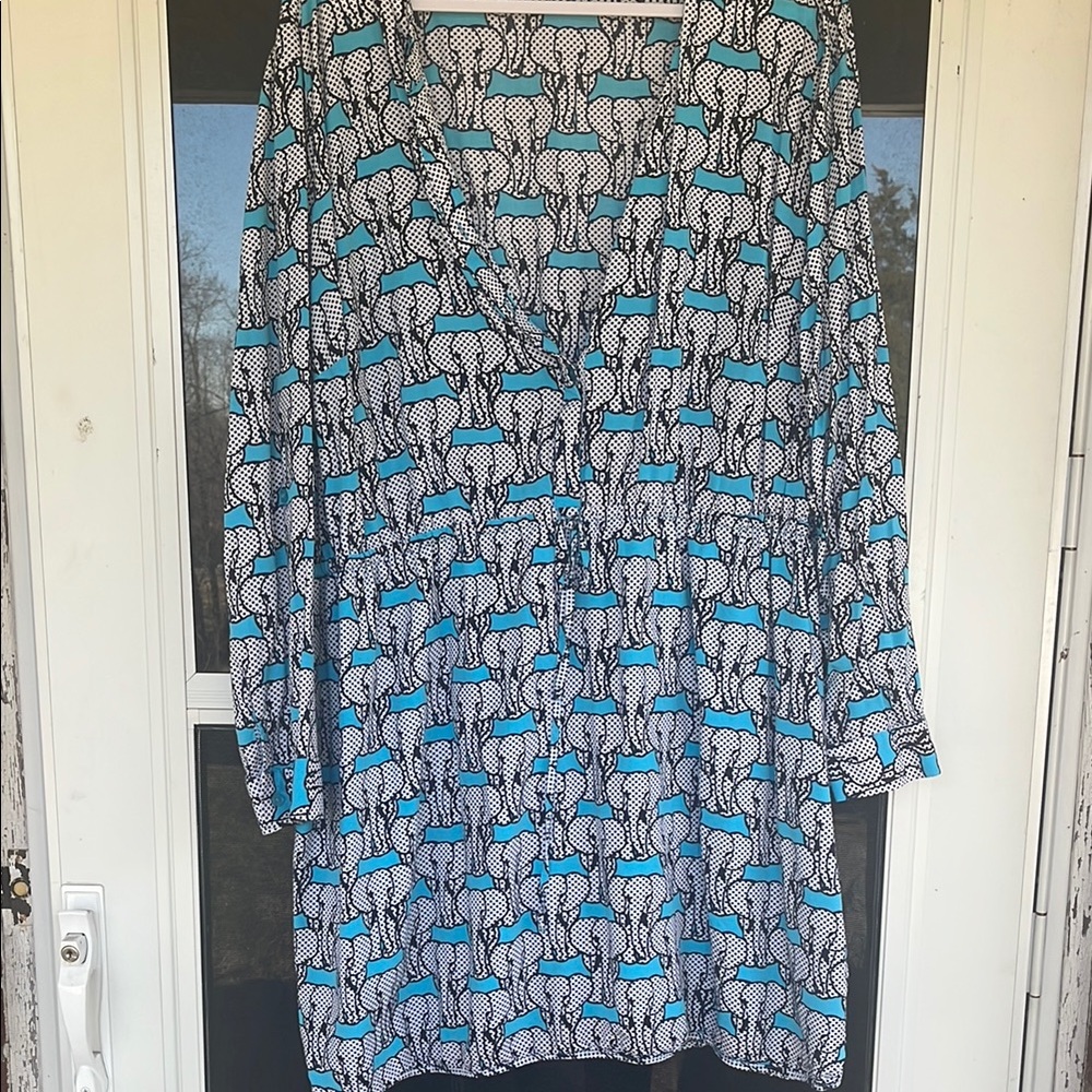 Crown & Ivy Blue Elephant V-Neck Dress